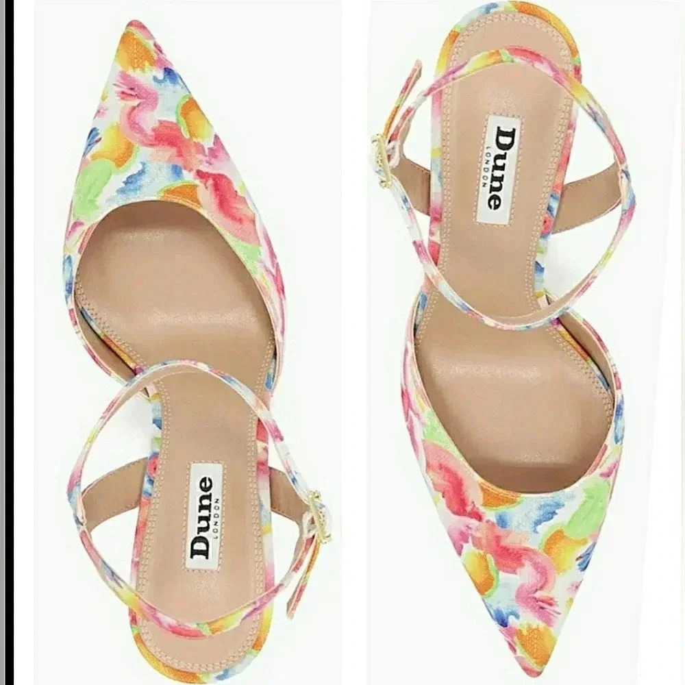 Wedding Guest 9 Watercolor Slingback Cocktail Pump Shoes New - Picture 3 of 4